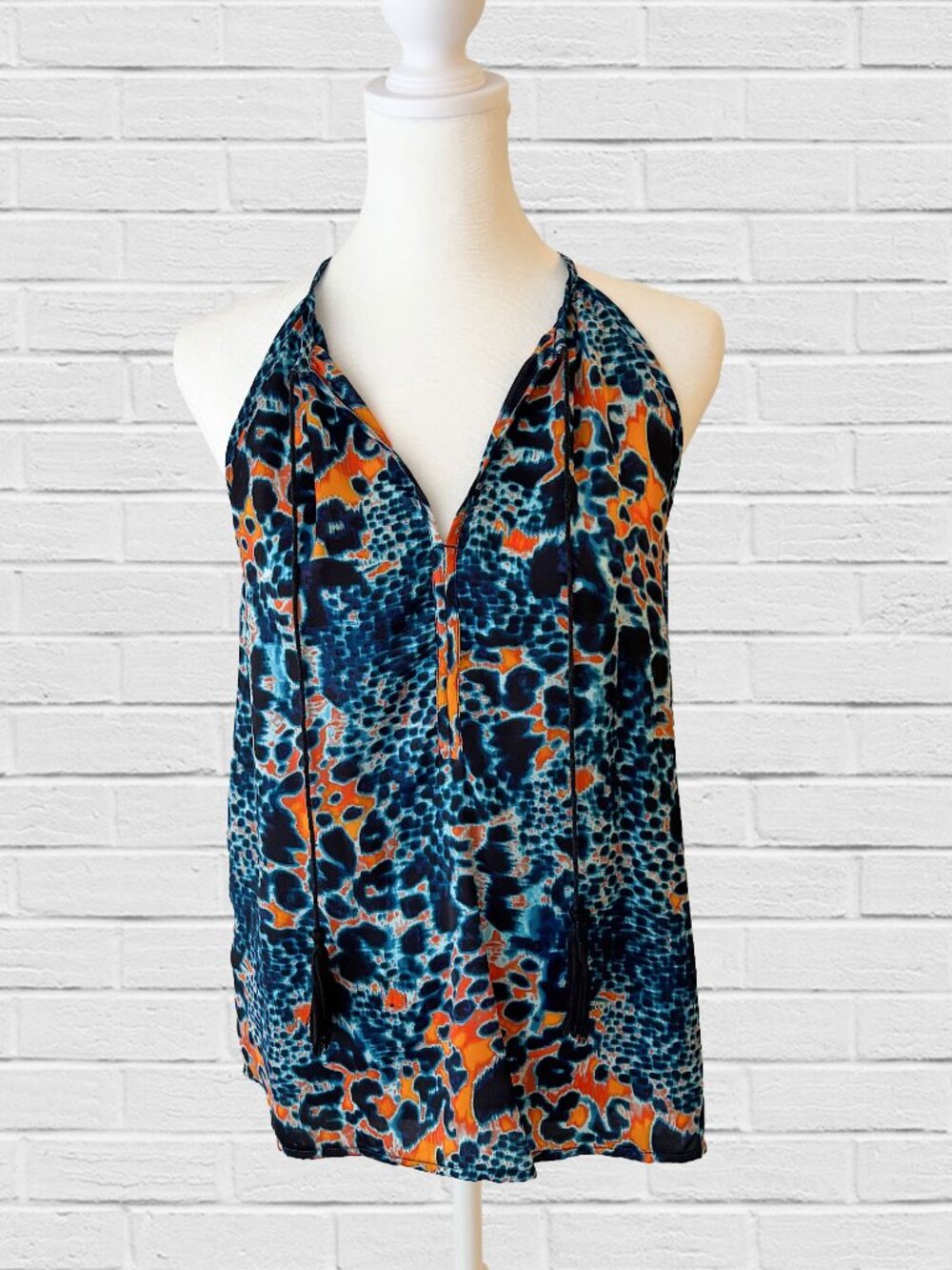 Kensie navy blue orange v neck tank top